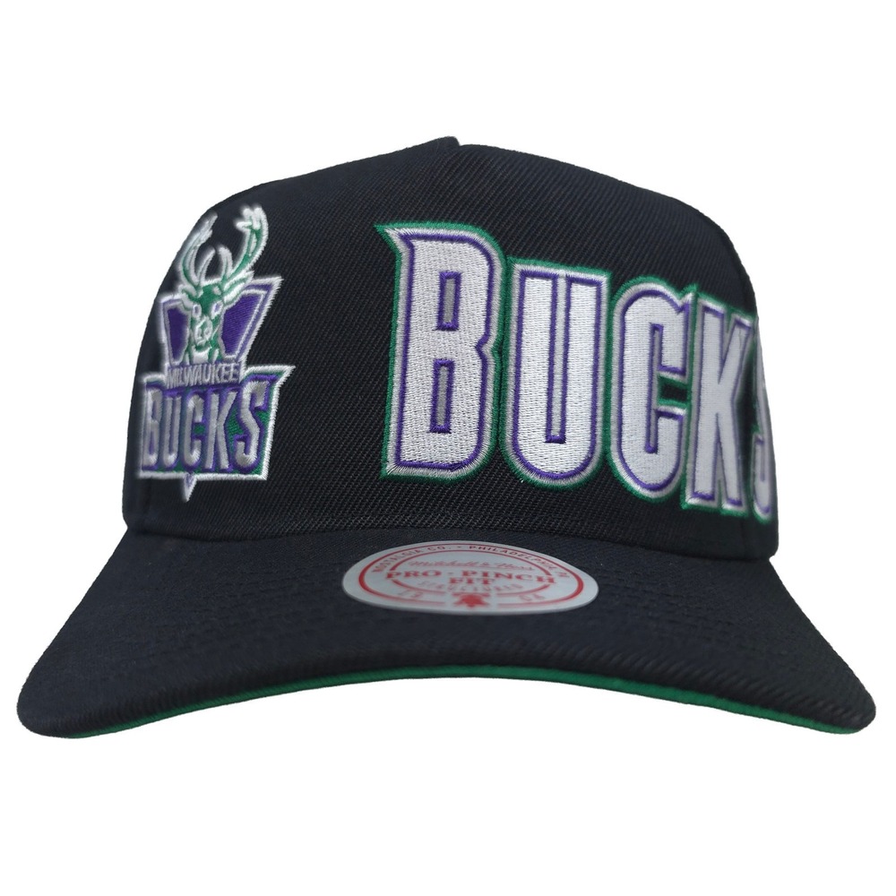 Milwaukee Bucks Mitchell & Ness NBA Pro Fit Snapback Hat Cap Embroidery Logo NWT